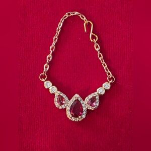 BARBIE SIZED Faux Ruby Tear Necklace and Blue Heart and Faux Diamond Necklace